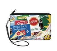 The Coca-Cola Company Wallet, Zip Clutch, Vintage Coca Cola Come Back Refreshed Ads And Icons Collage, Canvas