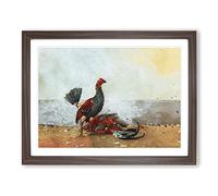 The Cock Fight By Winslow Homer Classic Painting Framed Print | A3 Walnut Framed Wall Art | Ready to Hang | Classic Historical Picture | Living Room Bedroom Lounge Office