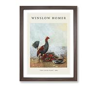 The Cock Fight By Winslow Homer Exhibition Museum Painting Framed Print | A2 Walnut Framed Wall Art | Ready to Hang | Modern Historical Picture | Living Room Bedroom Lounge Office