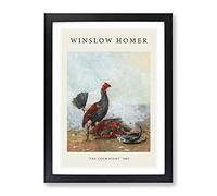 The Cock Fight By Winslow Homer Exhibition Museum Painting Framed Print | A4 Black Framed Wall Art | Ready to Hang | Modern Historical Picture | Living Room Bedroom Lounge Office