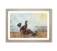 The Cock Fight by Winslow Homer Framed Print | A2 Oak Framed Wall Art | Ready to Hang | Modern Nature Picture | Living Room Bedroom Lounge Office