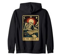 The Coder Programmer Tarot Card Skeleton Zip Hoodie