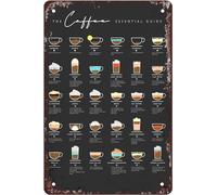 The Coffee Essential Guide Posters Prints Signs Farmhouse Coffee Bar Decor Rustic Tin Sign Vintage Plaque Decor Home Decorations 8x12 Inch
