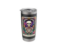 The Coffeeholic Skeleton Vintage Funny Tarot Card Goth Stainless Steel Insulated Tumbler