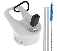 The Coldest Water Insulated Wide Mouth Size 2.0 - Hydro Sports Straw Cap Flip Top Lid - Multi-Compatible with Wide Flask Mouth Size Stainless Steel Water Bottles (White 2.0) (White)