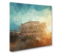 The Coliseum in Rome Italy Canvas Print | Gallery Wrapped 30mm Frame Wall Art | 14x14 inches | Ready to Hang | Modern Picture | Living Room Bedroom Lounge Office