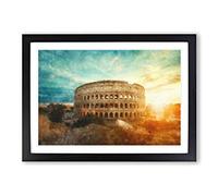 The Colisium in Rome Italy Painting Framed Print | A2 Black Framed Wall Art | Ready to Hang | Modern Historical Picture | Living Room Bedroom Lounge Office