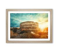 The Colisium in Rome Italy Painting Framed Print | A2 Oak Framed Wall Art | Ready to Hang | Modern Historical Picture | Living Room Bedroom Lounge Office