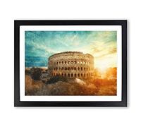 The Colisium In Rome Italy Painting Modern Art Framed Print | A3 Black Framed Wall Art | Ready to Hang | Modern Historical Picture | Living Room Bedroom Lounge Office