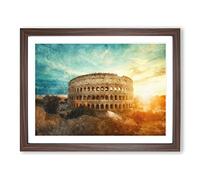 The Colisium In Rome Italy Painting Modern Art Framed Print | A3 Walnut Framed Wall Art | Ready to Hang | Modern Historical Picture | Living Room Bedroom Lounge Office