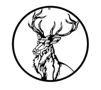 The Collection Metal Wall Art 60cm - Stag Country Living Black One Size