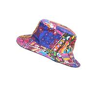 THE COLLECTION ROYAL Hippie Patch Boho Hippy Rave Festival Gear Cotton Bucket Hat for Men and Women, Multicolor, One Size