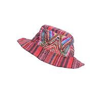 THE COLLECTION ROYAL Hippie Patch Boho Hippy Rave Festival Gear Cotton Bucket Hat for Men and Women, Red, One Size