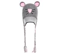 THE COLLECTION ROYAL Woolen Aand Fleece Lined Knitted Winter Animal Ear Flap Beanie Hat for Women and Men, Mouse, One size