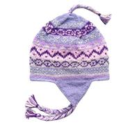 THE COLLECTION ROYAL Woolen Fleece Lined Fair Isle Knitted String Ear Flap Beanie Sherpa Christmas Beanie Hat, Purple, One Size