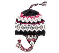 THE COLLECTION ROYAL Woolen Fleece Lined Fair Isle Knitted String Ear Flap Beanie Sherpa Christmas Beanie Hat, Black, One Size