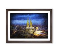 The Cologne Cathedral in Germany Framed Print | A2 Walnut Framed Wall Art | Ready to Hang | Modern Cityscape Picture | Living Room Bedroom Lounge Office