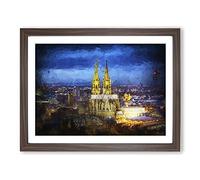 The Cologne Cathedral In Germany Modern Art Framed Print | A3 Walnut Framed Wall Art | Ready to Hang | Modern Cityscape Picture | Living Room Bedroom Lounge Office