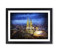 The Cologne Cathedral In Germany Modern Art Framed Print | A4 Black Framed Wall Art | Ready to Hang | Modern Cityscape Picture | Living Room Bedroom Lounge Office