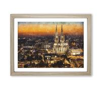 The Cologne Cathedral Vol.1 Painting Modern Art Framed Print | A2 Oak Framed Wall Art | Ready to Hang | Modern Cityscape Picture | Living Room Bedroom Lounge Office