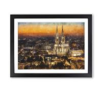The Cologne Cathedral Vol.1 Painting Modern Art Framed Print | A4 Black Framed Wall Art | Ready to Hang | Modern Cityscape Picture | Living Room Bedroom Lounge Office