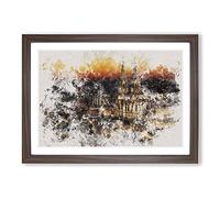 The Cologne Cathedral Vol.1 Watercolour Framed Print | A2 Walnut Framed Wall Art | Ready to Hang | Modern Cityscape Picture | Living Room Bedroom Lounge Office