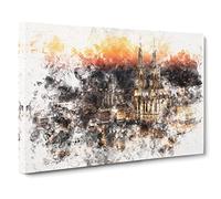 The Cologne Cathedral Vol.1 Watercolour Modern Canvas Wall Art Print Ready to Hang, Framed Picture for Living Room Bedroom Home Office Décor, 30x20 Inch (76x50 cm)