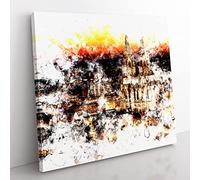 The Cologne Cathedral Vol.1 Watercolour Modern Canvas Wall Art Print Ready to Hang, Framed Picture for Living Room Bedroom Home Office Décor, 35x35 cm (14x14 Inch)