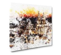 The Cologne Cathedral Vol.1 Watercolour Modern Canvas Wall Art Print Ready to Hang, Framed Picture for Living Room Bedroom Home Office Décor, 20x20 Inch (50x50 cm)
