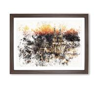 The Cologne Cathedral Vol.1 Watercolour Modern Framed Print | A4 Walnut Framed Wall Art | Ready to Hang | Modern Cityscape Picture | Living Room Bedroom Lounge Office