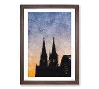 The Cologne Cathedral Vol.2 Painting Framed Print | A2 Walnut Framed Wall Art | Ready to Hang | Modern Cityscape Picture | Living Room Bedroom Lounge Office
