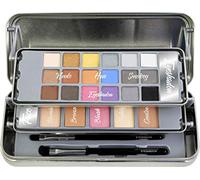 The Color Workshop, Hello Beautiful, Face and Shadow Tin Case with Cantilever Trays, Complete Professional Make up Kit, Includes Eyeshadow, Blush, Highlighter, Brushes and More, Makeup Kit for Women