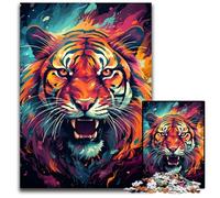 The Colorful And Psychedelic King of Beasts 1000 Piece Jigsaw Puzzles for Adults Paper Jigsaw Puzzles Perfect for Christmas Halloween Easter New Year 1000 PCS(38x26cm)