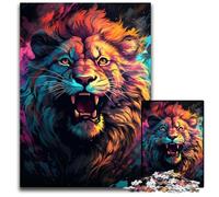 The Colorful And Psychedelic King of Beasts Adult Jigsaw Puzzles 1000 Pieces Difficult Puzzles for Adults for Mother'S Day Birthdays Christmas 1000 PCS(38x26cm)