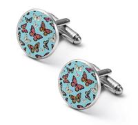 The Colorful Butterflies Alloy Cufflinks Men's Classic Cuff Link Fashion Shirt Accessories for Business Party Wedding 2.0cm