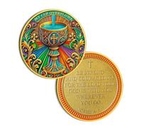 The Colorful Grail Christian Coin, Joshua 1:9 Bible Verses Coin - My Cup Overflows Christian Prayer Pocket Token - Religious Gifts for Men Women