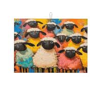 The Colorful Little Sheep Chorus Large Microfiber Dish Draining Mat Reusable Washable Dish Drainer Pad Rack Mat for Kitchen Accessory 18x24 Inch