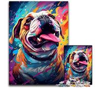 The Colorful Psychedelia of A Gentle Bulldog 1000 Piece Jigsaw Puzzle Paper Jigsaw Puzzles for Adults for Travel Lovers & Couples Challenging Toy 1000 PCS(38x26cm)
