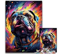 The Colorful Psychedelia of A Gentle Bulldog Jigsaw Puzzles for Adults 1000 PiecePaper Jigsaw Puzzles for Adults for Birthdays Holidays Best for Christmas 1000 PCS(38x26cm)