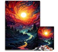 The Colorful Psychedelia of Black Hole Dawn Jigsaw Puzzles for Adults 1000 Piece Wooden Jigsaw Puzzles for Adults for Birthdays Holidays Best for Christmas 1000 PCS(75x50cm)