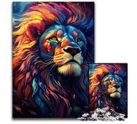 The Colorful Psychedelia of Cosmic Lion Jigsaw Puzzles 1000 Pieces for Adults Wooden Jigsaw Puzzles for Adults Brain Teaser Game Interactive Family Game Suitable for Ages + 1000 PCS(75x50cm)