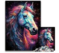 The Colorful Psychedelia of Galaxy Horse Adult Jigsaw Puzzles 1000 Pieces Difficult Puzzles for Adults for Mother'S Day Birthdays Christmas 1000 PCS(75x50cm)