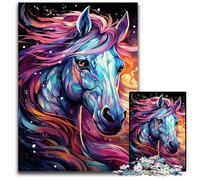 The Colorful Psychedelia of Galaxy Horse Jigsaw Puzzles 1000 Pieces for Adults Jigsaw Puzzles for Adults for Travel Lovers & Couples Challenging Toy 1000 PCS(75x50cm)