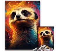 The Colorful Psychedelia of Meerkats on A Starry Night 1000 Piece Jigsaw Puzzles for Adults Paper Jigsaw Puzzles Perfect for Christmas Halloween Easter New Year 1000 PCS(38x26cm)