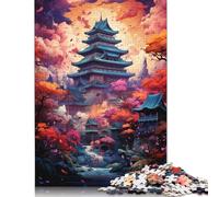 The Colorful Psychedelia of Osaka Castle Puzzle Family Fun Paper Rectangular Jigsaw Puzzle for Kids And Adults Age 12 Years Up Birthday Present 1000pcs (38x26cm)