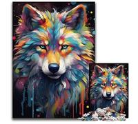 The Colorful Psychedelia of Polar Wolves Jigsaw Puzzle 1000 Pieces Jigsaw Puzzles for Adults Fun at Home Activities Birthday Present Travel Gifts 1000 PCS(75x50cm)