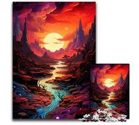 The Colorful Psychedelia of Red River 1000 Piece Jigsaw Wooden Jigsaw Puzzles for Adults Home Activity for Holidays Birthdays And Family Game Nights 1000 PCS(75x50cm)