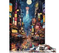 The Colorful Psychedelia of Shibuya Yokocho Puzzle Challenging And Brainteasing 100 Percent Recycled Cardboard Jigsaw Puzzle for Adults Teen Birthday Present 1000pcs (38x26cm)