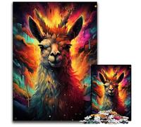 The Colorful Psychedelia of Space Alpacas 1000Pc Adults Jigsaw Puzzle Paper Jigsaw Family Activity Brain Teaser Home Decor 1000 PCS(38x26cm)