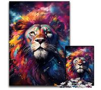 The Colorful Psychedelia of Starry Night Lion 1000 Pieces Puzzles for Adults Paper Jigsaw Puzzles for Adults Family Activity DIY Home Decor 1000 PCS(38x26cm)